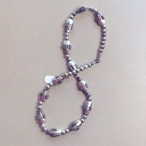 Sterling Silver with Bronze Beaded Necklace